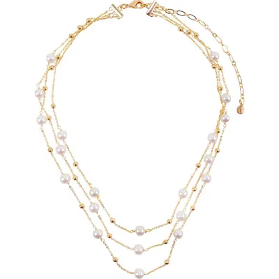 Panacea 5-5.5mm Cultured Freshwater Pearl Layered Chain Necklace In White