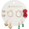 Panacea 5-pack Assorted Stud, Charm & Hoop Earrings Set In Gold