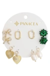 Panacea 5 Pairs Of Earrings In Gold