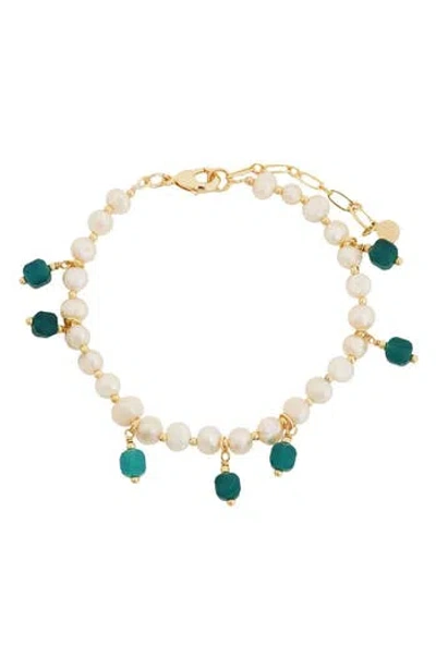 Panacea Agate Charm Pearl Beaded Bracelet In Multi