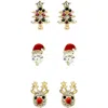 Panacea Assorted Set Of 3 Christmas Stud Earrings In Gold