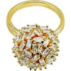 Panacea Baguette Crystal Dome Ring In Gold