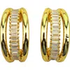 Panacea Baguette Crystal Hoop Earrings In Gold