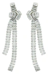 Panacea Baguette Crystal Knot Drop Earrings In Silver