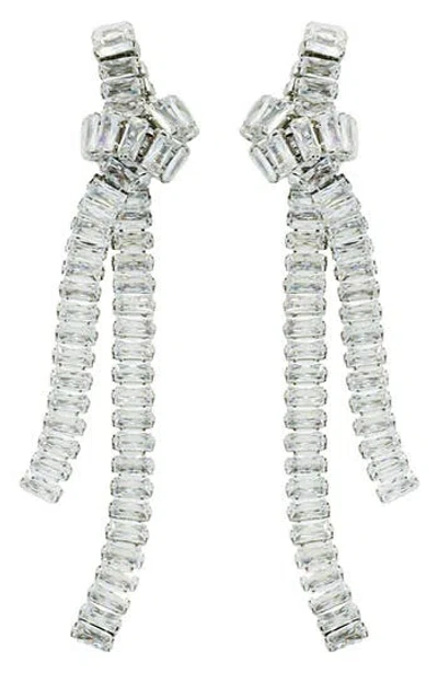 Panacea Baguette Crystal Knot Drop Earrings In Metallic