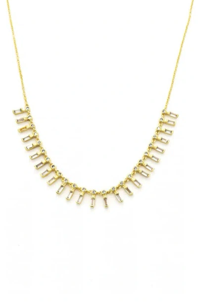 Panacea Baguette Crystal Necklace In Gold