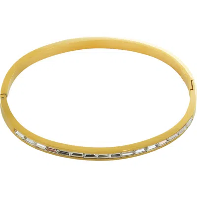 Panacea Baguette Crystal Skinny Hinged Bracelet In Gold