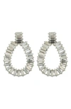 Panacea Baguette Crystal Teardrop Earrings In Silver