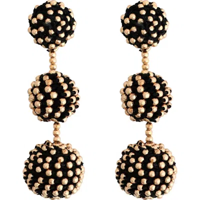 Panacea Beaded Ball Drop Earrings In Gold