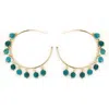 Panacea Beaded Charm Hoop Earrings In Blue