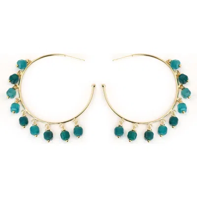 Panacea Beaded Charm Hoop Earrings In Blue