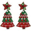 Panacea Beaded Christmas Tree Drop Earrings In Red