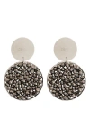 Panacea Beaded Circle Drop Earrings In Silver