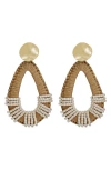 Panacea Beaded Crochet Teardrop Earrings. In Ivory