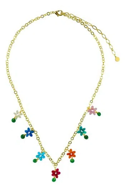 Panacea Beaded Flower Charm Necklace
