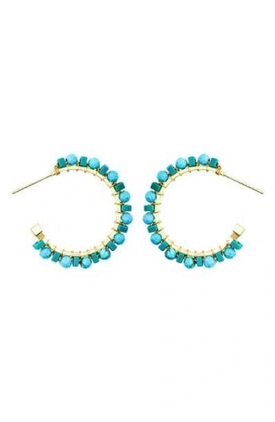 Panacea Beaded Hoop Earrings In Blue
