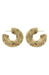 Panacea Beaded Hoop Earrings In Gold
