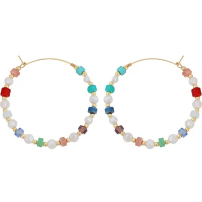 Panacea Beaded Hoop Earrings In Multi