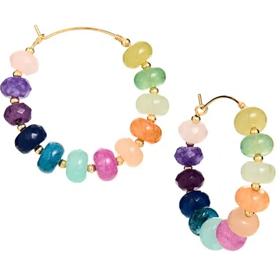 Panacea Beaded Hoop Earrings In Rainbow Multi