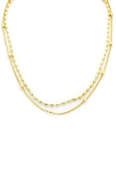 Panacea Beaded Layered Chain Necklace In Gold
