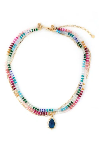 Panacea Beaded Layered Necklace In Multi