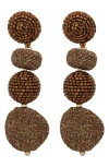 Panacea Beaded Linear Ball Drop Earrings In Brown