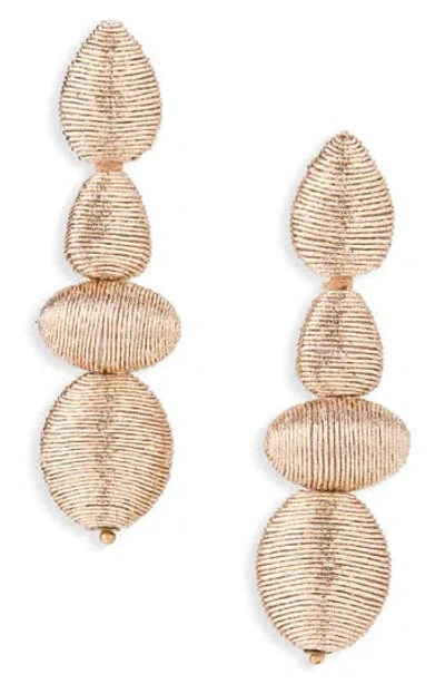 Panacea Beaded Linear Ball Drop Earrings In Gold