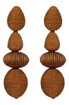 Panacea Beaded Linear Drop Earrings In Brown