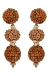 Panacea Beaded Linear Drop Earrings In Brown