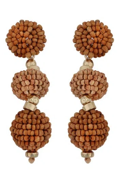Panacea Beaded Linear Drop Earrings In Brown