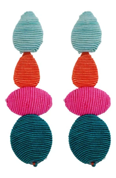 Panacea Beaded Linear Drop Earrings In Multi