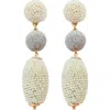 Panacea Beaded Metallic Drop Earrings In Ivory