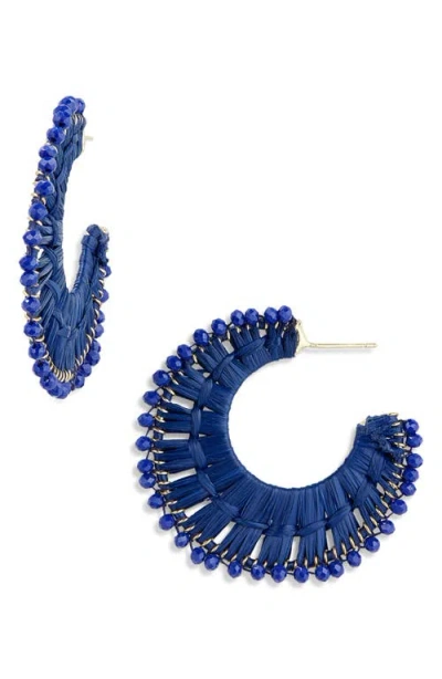Panacea Beaded Raffia Hoop Earrings
