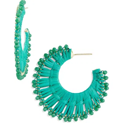 Panacea Beaded Raffia Hoop Earrings