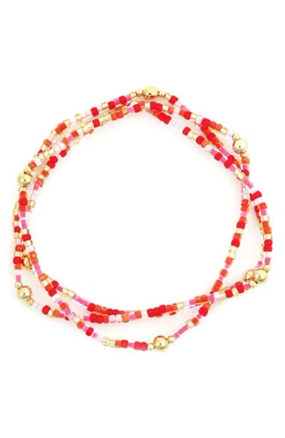 Panacea Beaded Stretch Bracelet In Red