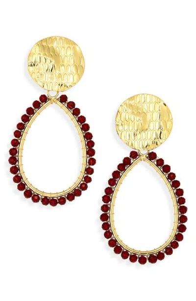 Panacea Beaded Teardrop Earrings In Gold