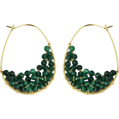 Panacea Beaded Teardrop Hoop Earrings In Multi