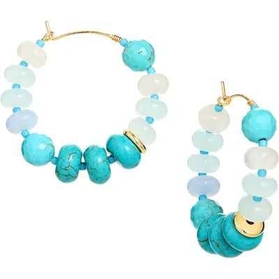 Panacea Beaded Wire Hoop Earrings In Turquoise
