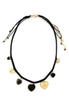 Panacea Black Suede Heart Charm Necklace In Black