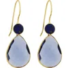 Panacea Blue Teardrop Earrings In Gold