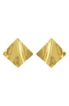 Panacea Bold Diamond Shape Stud Earrings In Gold