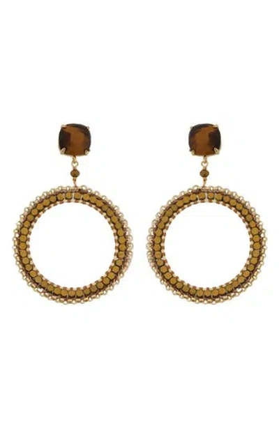 Panacea Brown Beaded Circle Drop Earrings