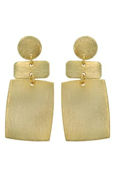 Panacea Brushed Geometric Drop Earrings In Gold