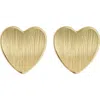 Panacea Brushed Heart Stud Earrings In Gold