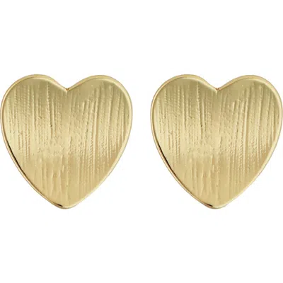Panacea Brushed Heart Stud Earrings In Gold