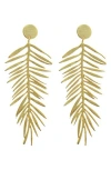 Panacea Brushed Leaf Drop Earrings In Gold