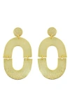 Panacea Brushed Open Oval Drop Earrings In Gold