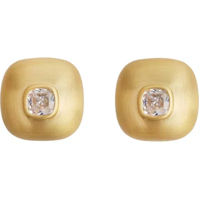 Panacea Brushed Square Stud Earrings In Gold