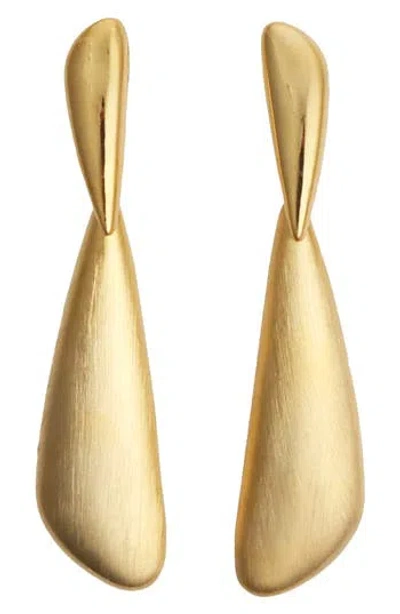 Panacea Brushed Triangle Linear Drop Earrings In Gold