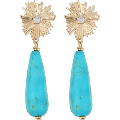 Panacea Burst Turquoise Drop Earrings In Blue